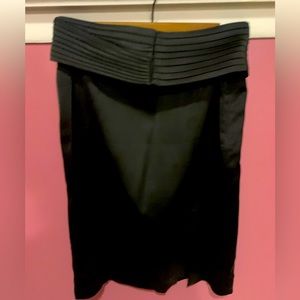 White House Black Market silky black pencil with removable tuxedo style belt